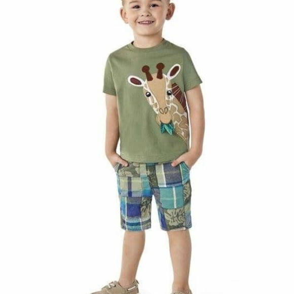 NEW Gymboree Summer Safari Embroidered T-Shirts, Patchwork Shorts, & Cap Bundle - Picture 12 of 12